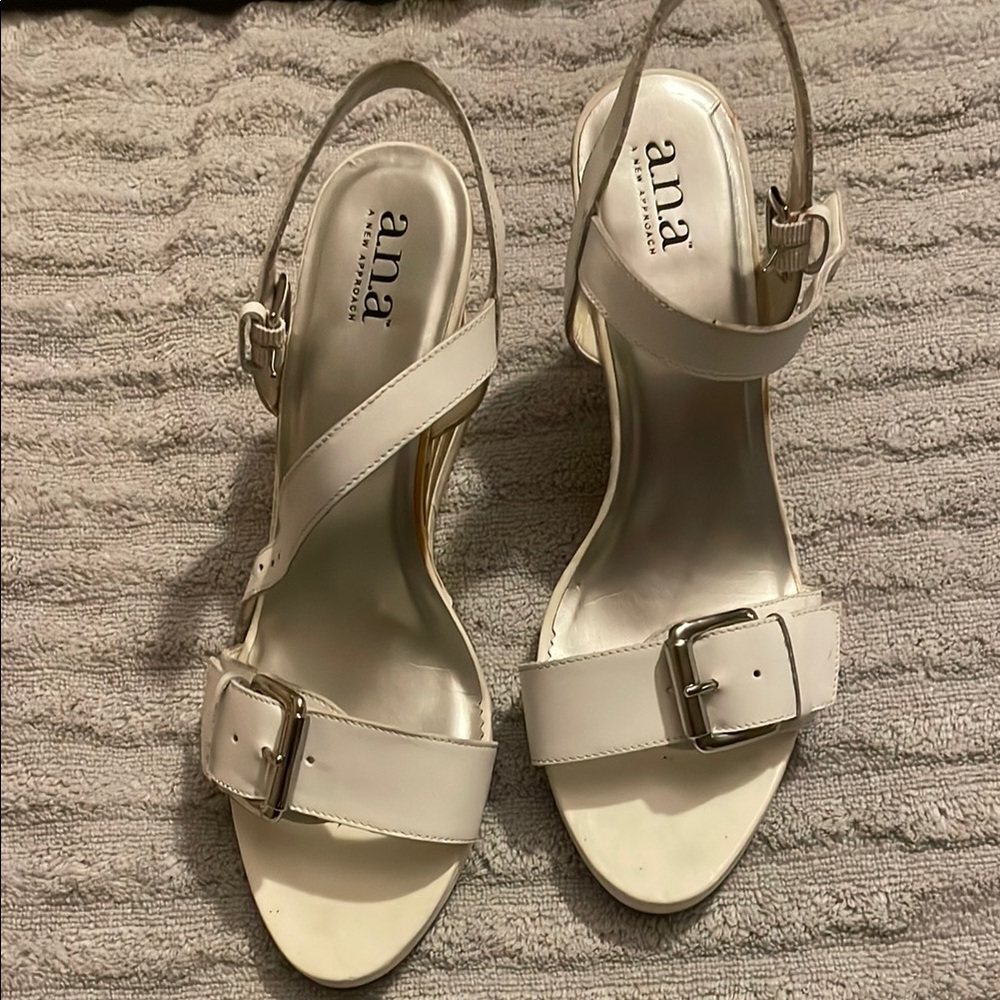 a.n.a Elegant White Buckle Sandals